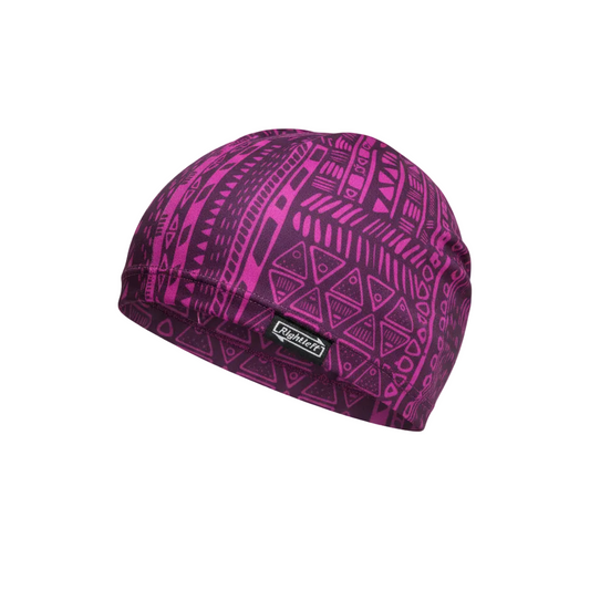 Purple Patterned Lycra Cap - No Mannequin