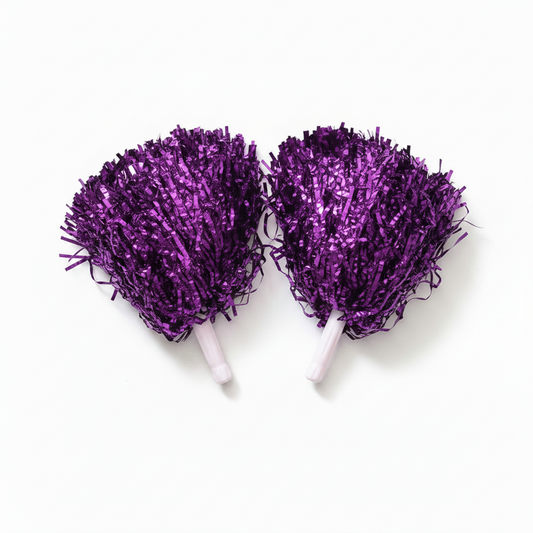 Purple Pom Poms White Background