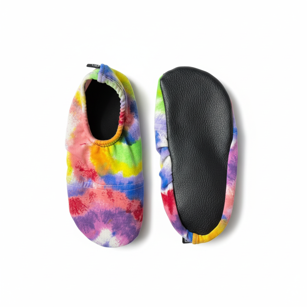 Rainbow tie-dye shoes with sole view on white background