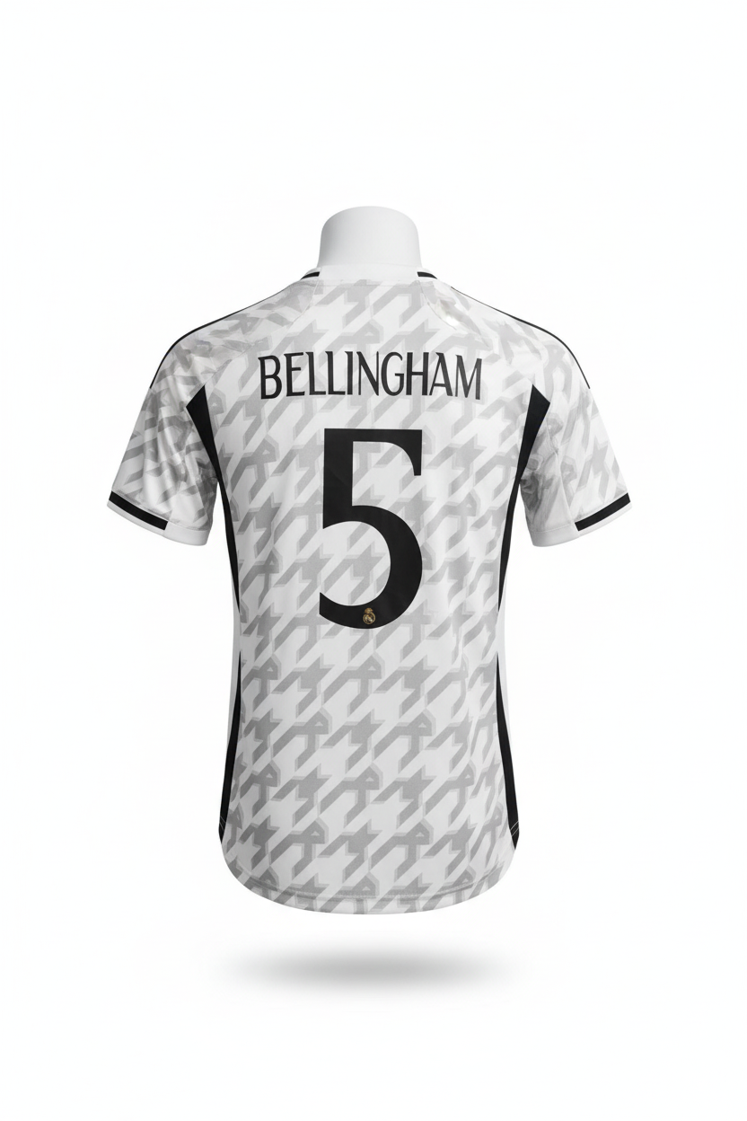 Real Madrid BELLINGHAM #5 Back - Ghost Mannequin White Background