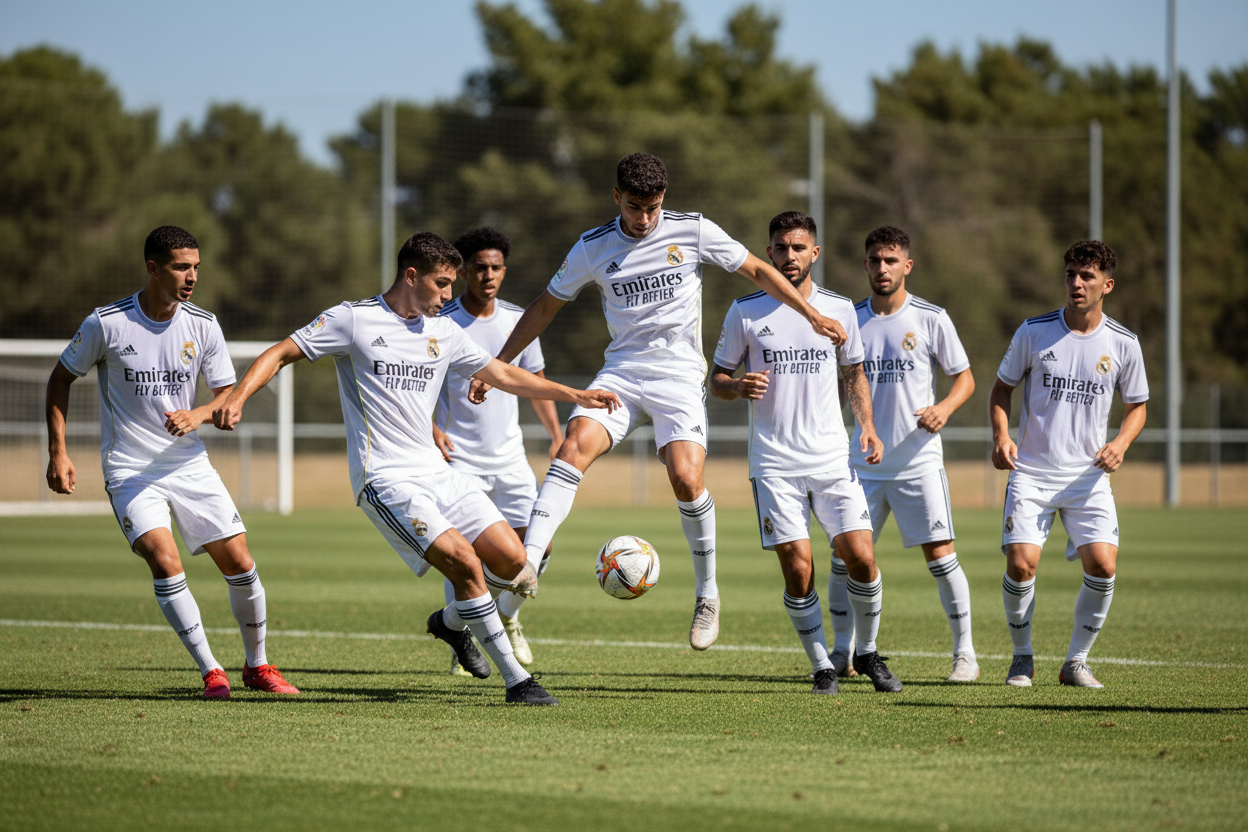 Real Madrid White Home Kit - Adults Team Playing Football