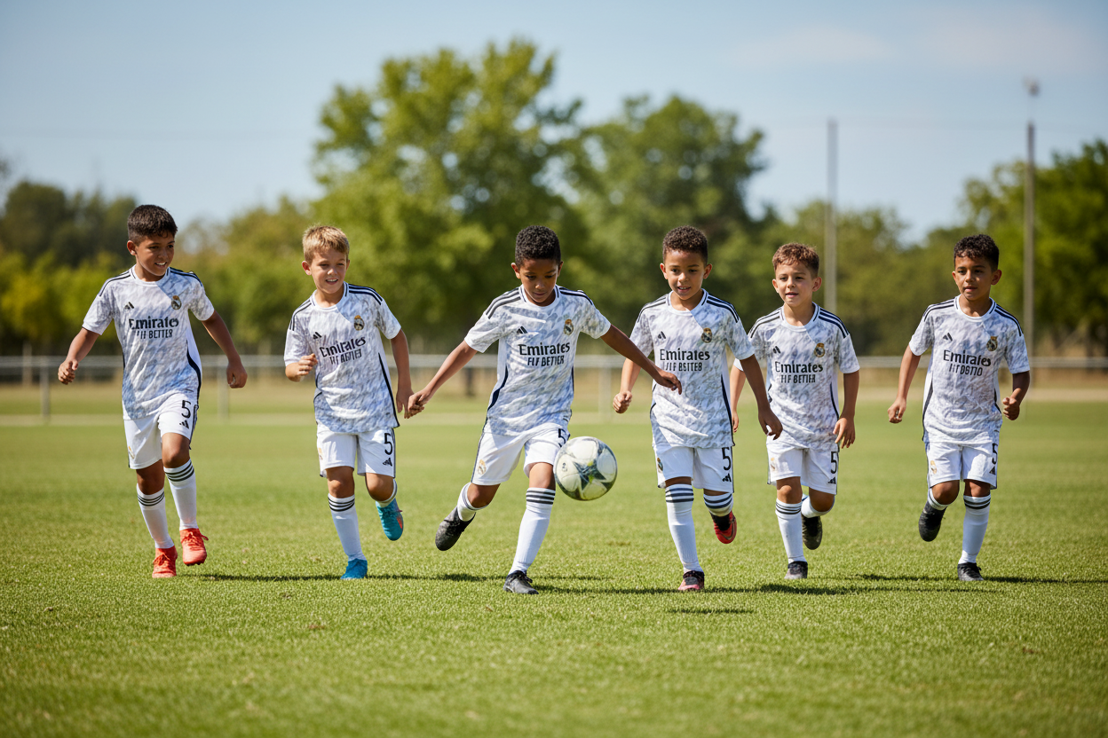 Real Madrid White Kit #5 - Kids Team Playing Football