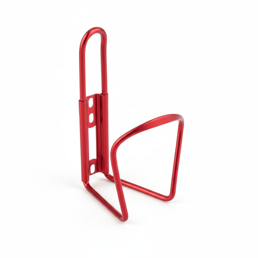 Red Aluminum Bicycle Bottle Cage - White Background