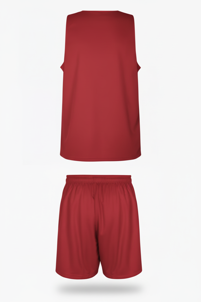 Red basketball uniform back view