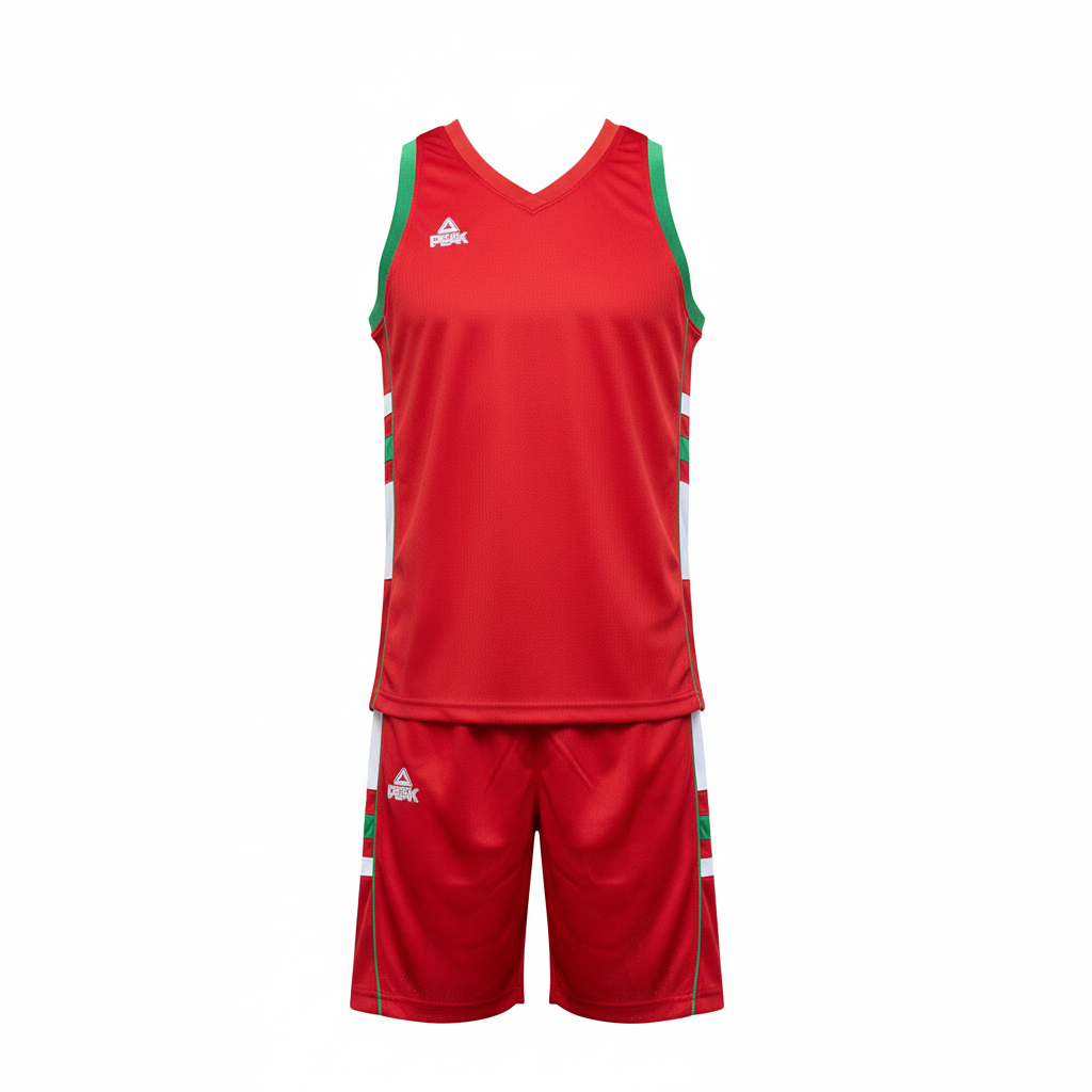 Red basketball uniform ghost mannequin