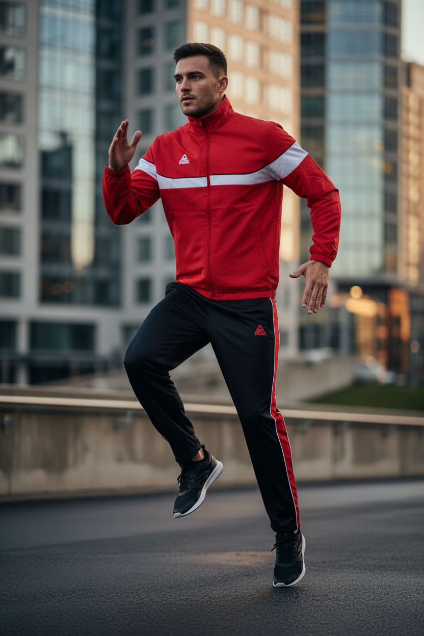 Red Black Tracksuit Lifestyle
