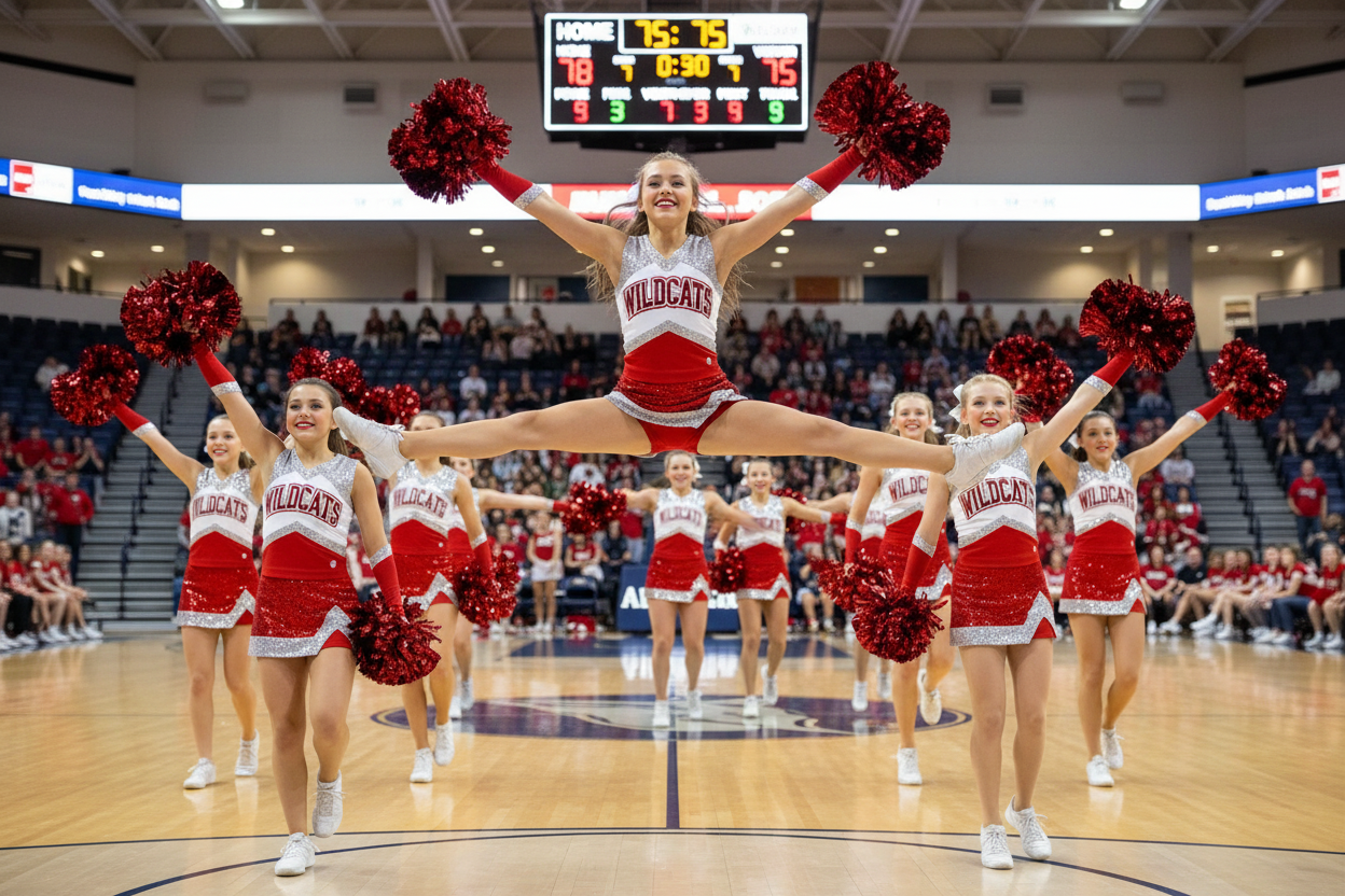 Red Pom-Poms Cheerleading Team Lifestyle