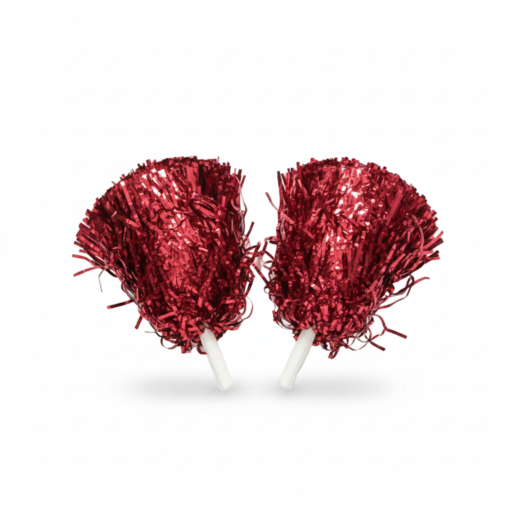 Red Pom Poms White Background