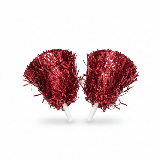 Red Pom Poms White Background