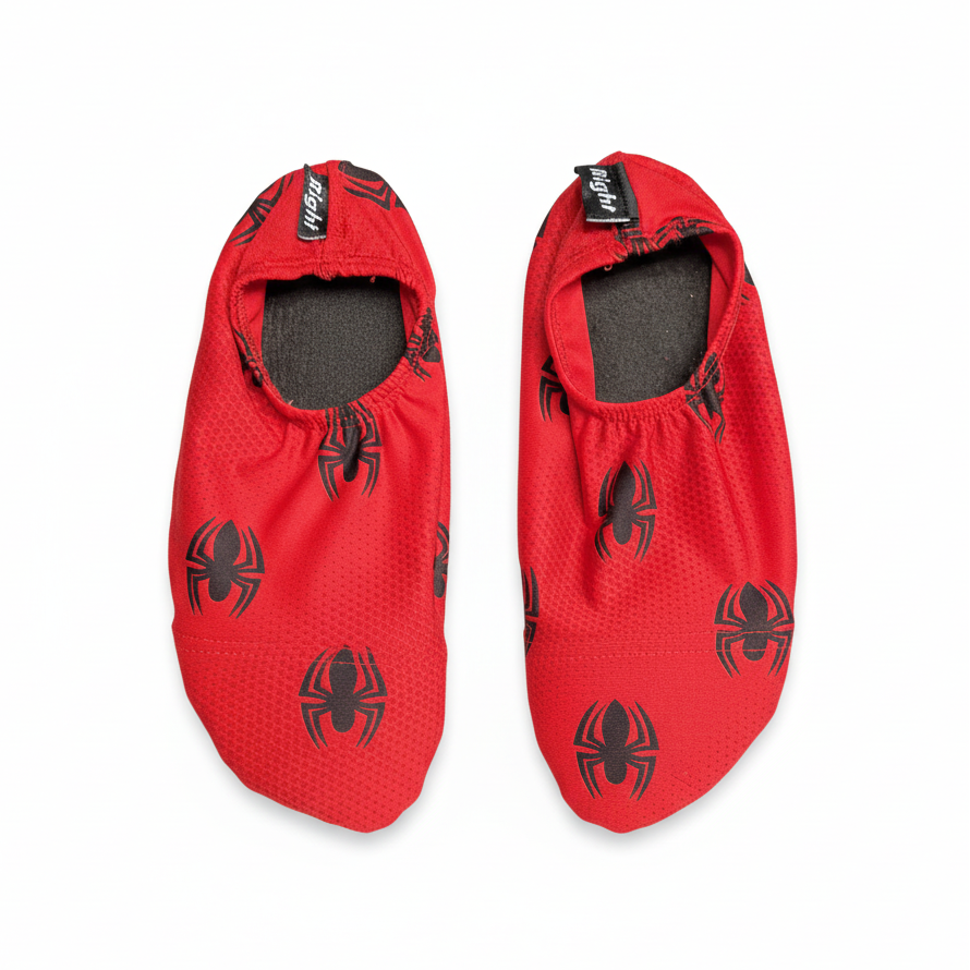 Red spider slippers on white background