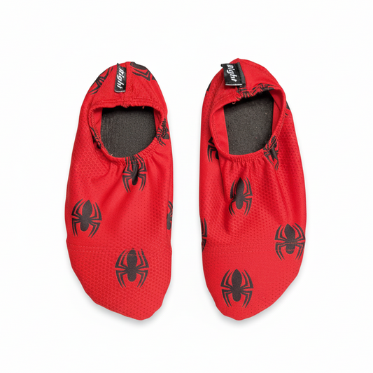 Red spider slippers on white background