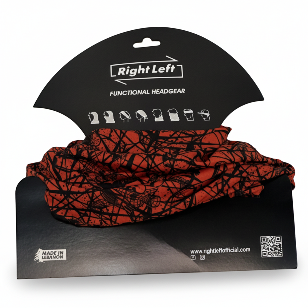Red spiderweb headgear on white background