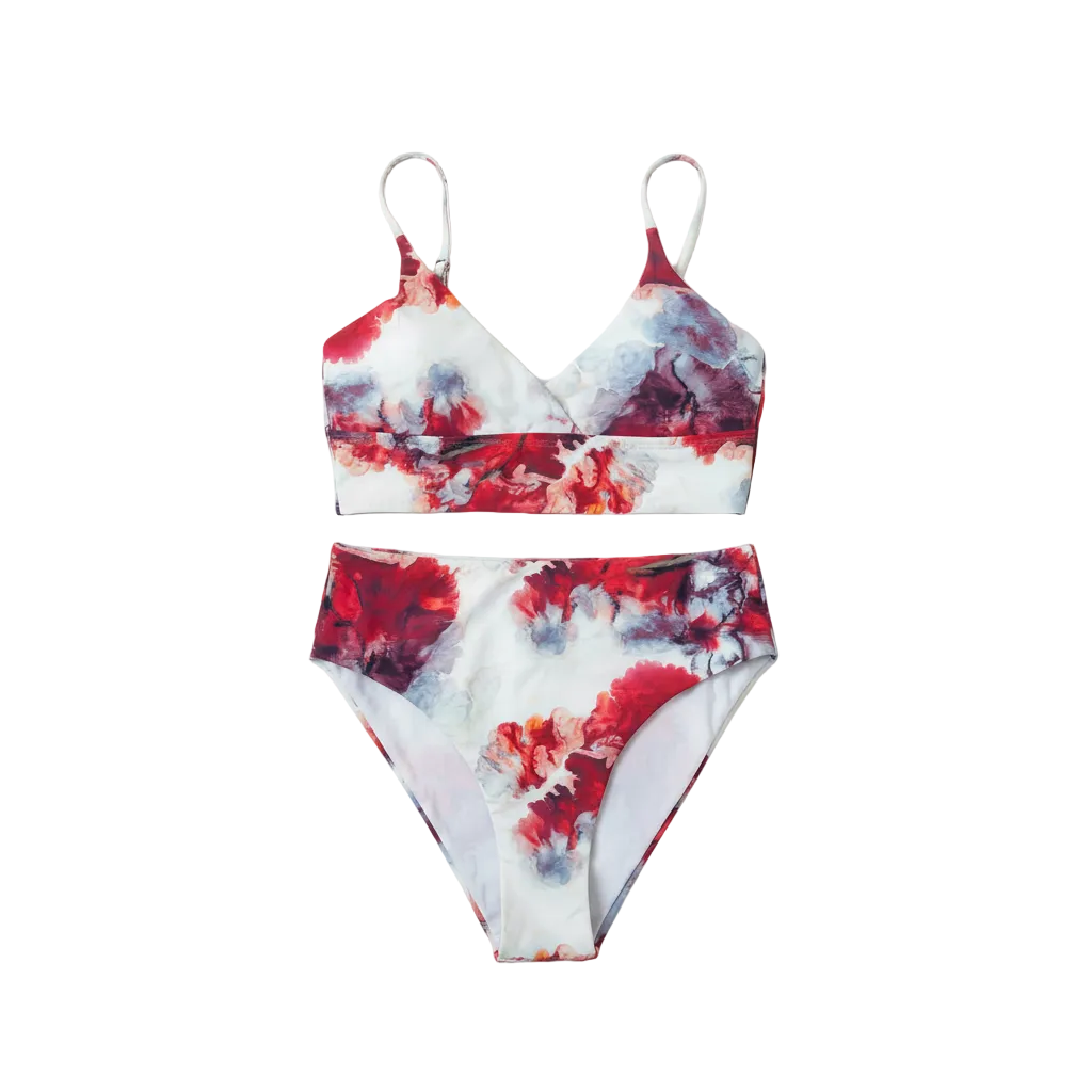 Swimsuit (Maillot) Two-Pieces Red/White Floral