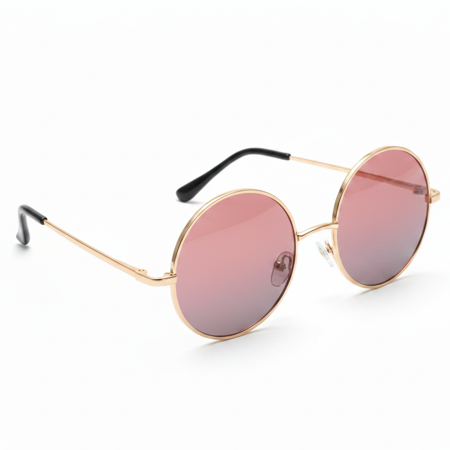 Round Retro Sunglasses – Pink to Black Gradient