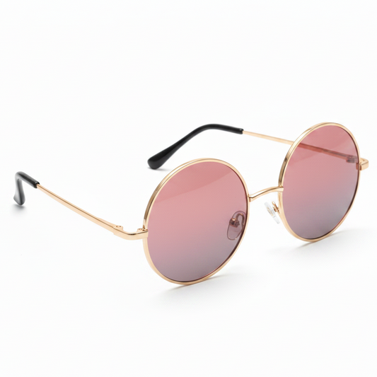 Round Retro Sunglasses – Pink to Black Gradient