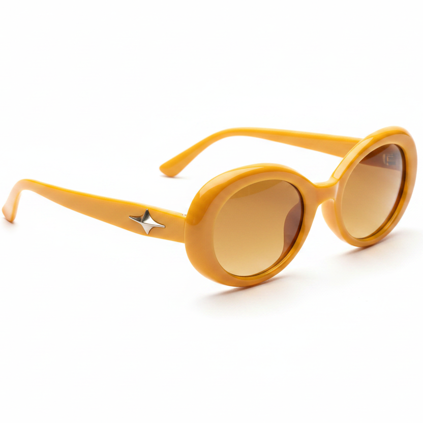 Round Yellow Sunglasses – White Background