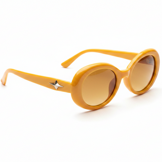 Round Yellow Sunglasses – White Background
