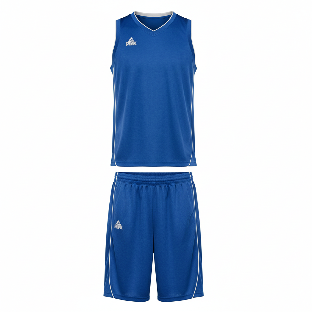 Royal blue basketball uniform ghost mannequin