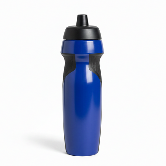 Royal Blue & Black Sports Water Bottle on White Background