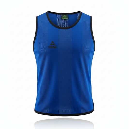 Royal blue PEAK mesh vest direct front view with ghost mannequin effect on white background