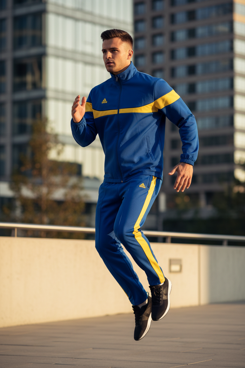 Royal Blue Yellow Tracksuit Lifestyle