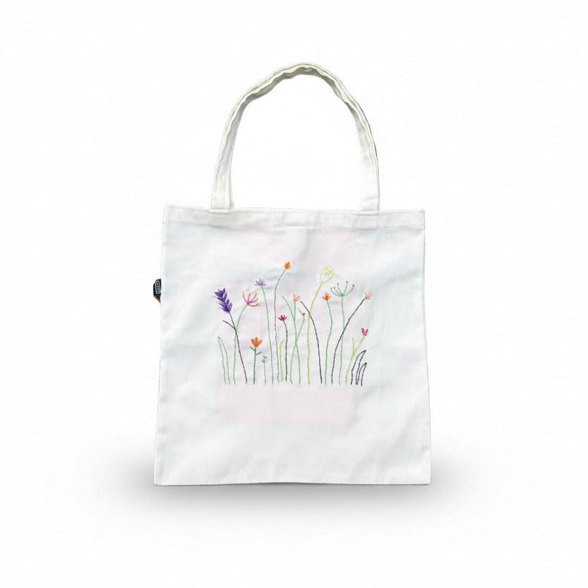 Tote Bag Embroidered MANY Flowers