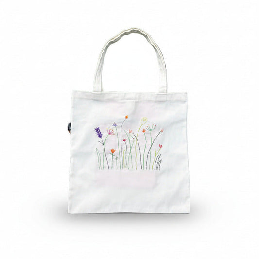Tote Bag Embroidered MANY Flowers