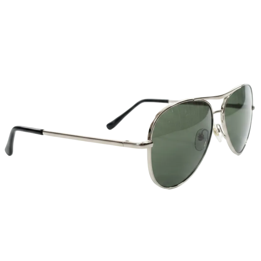 Silver Aviator Sunglasses White Background