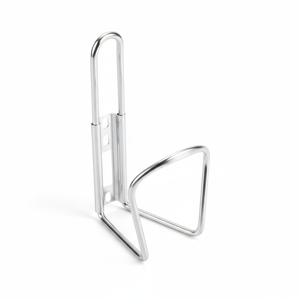 Silver Chrome Bicycle Bottle Cage - White Background