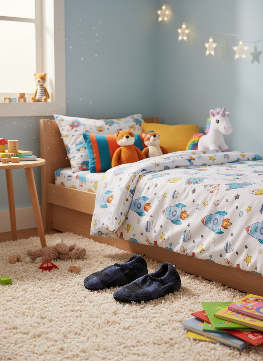 Flexy Slips Fleece Carreau Black/Blue