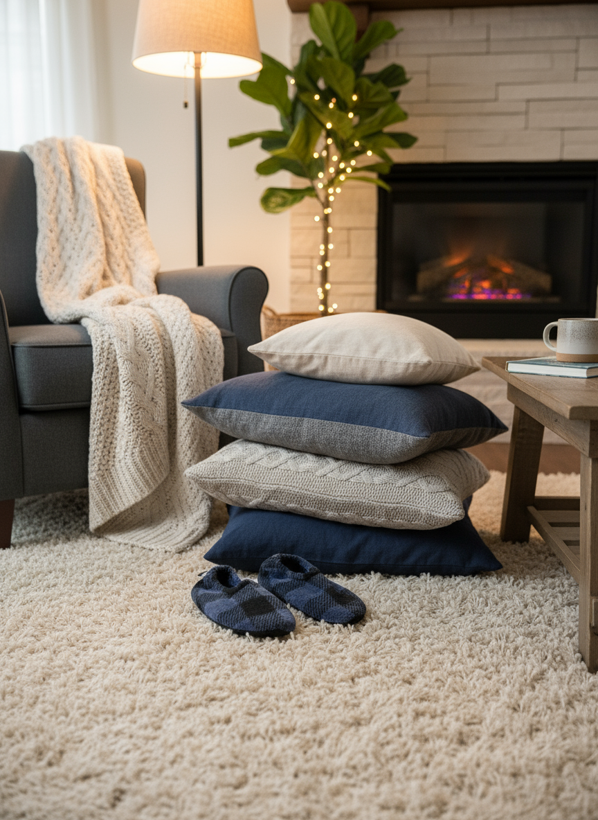 Flexy Slips Fleece Carreau Black/Blue