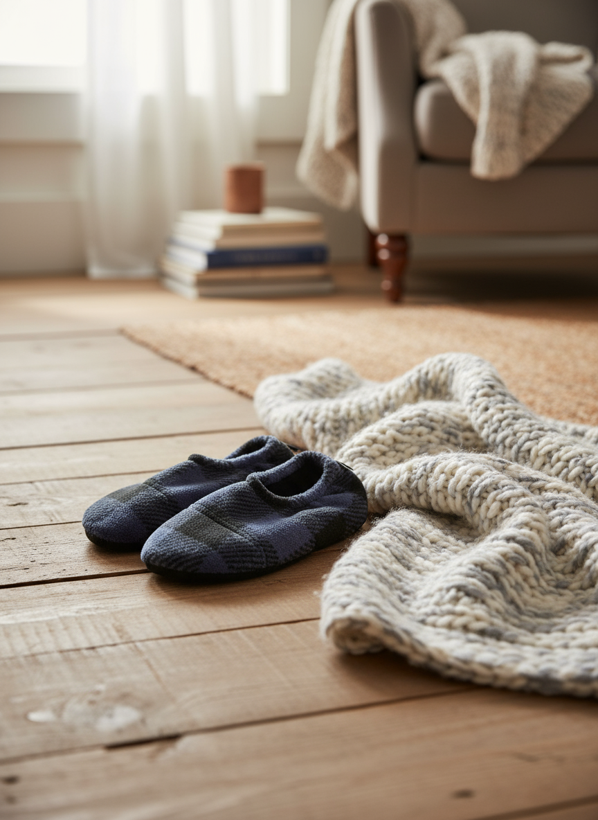 Flexy Slips Fleece Carreau Black/Blue