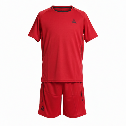Solid red PEAK uniform ghost mannequin white background