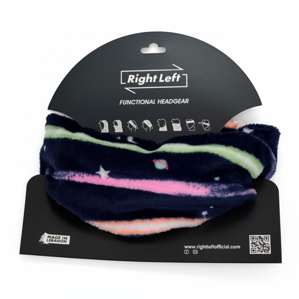 Space navy fur headgear on white background