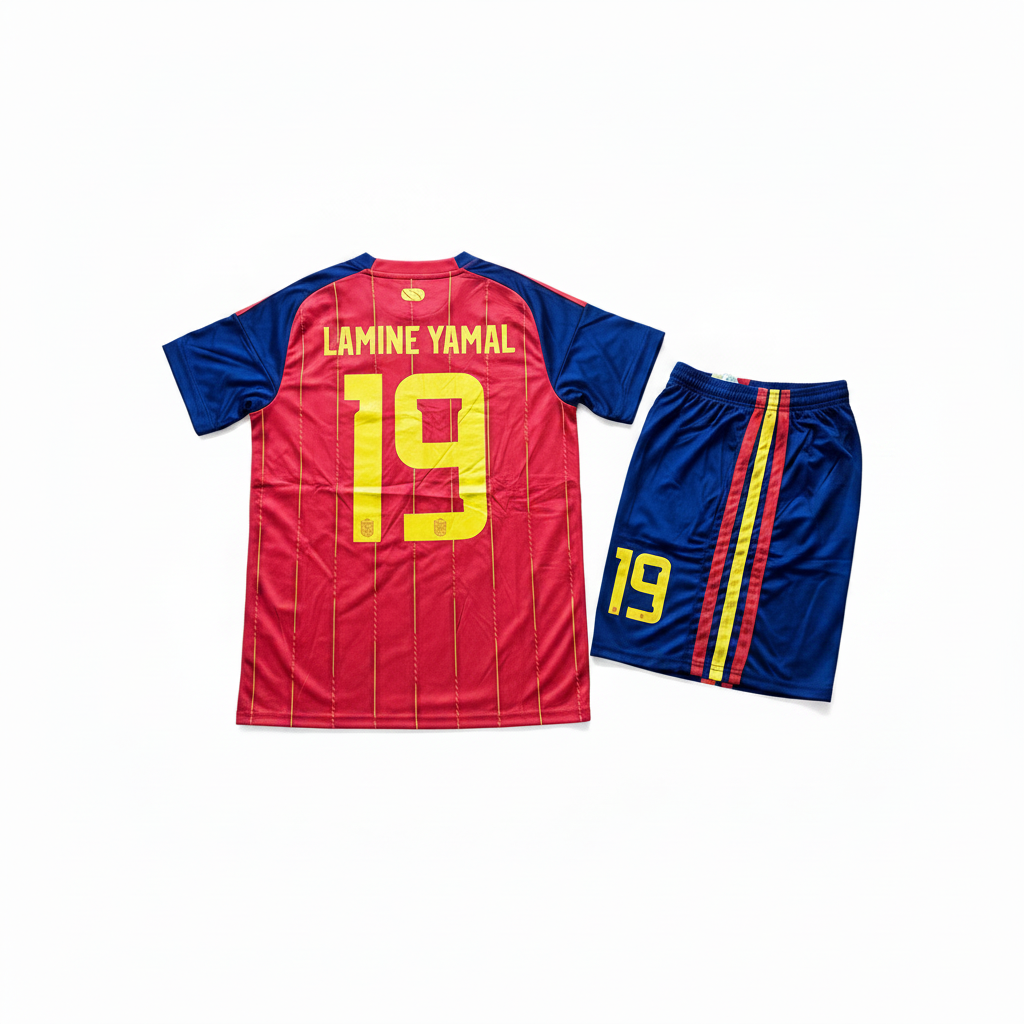 Spain Lamine Yamal Kit Back White Background
