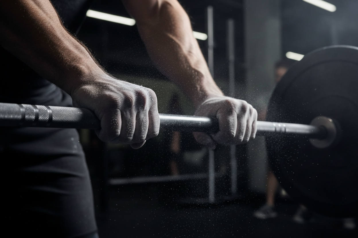 Sports Chalk – Barbell Grip Close-up