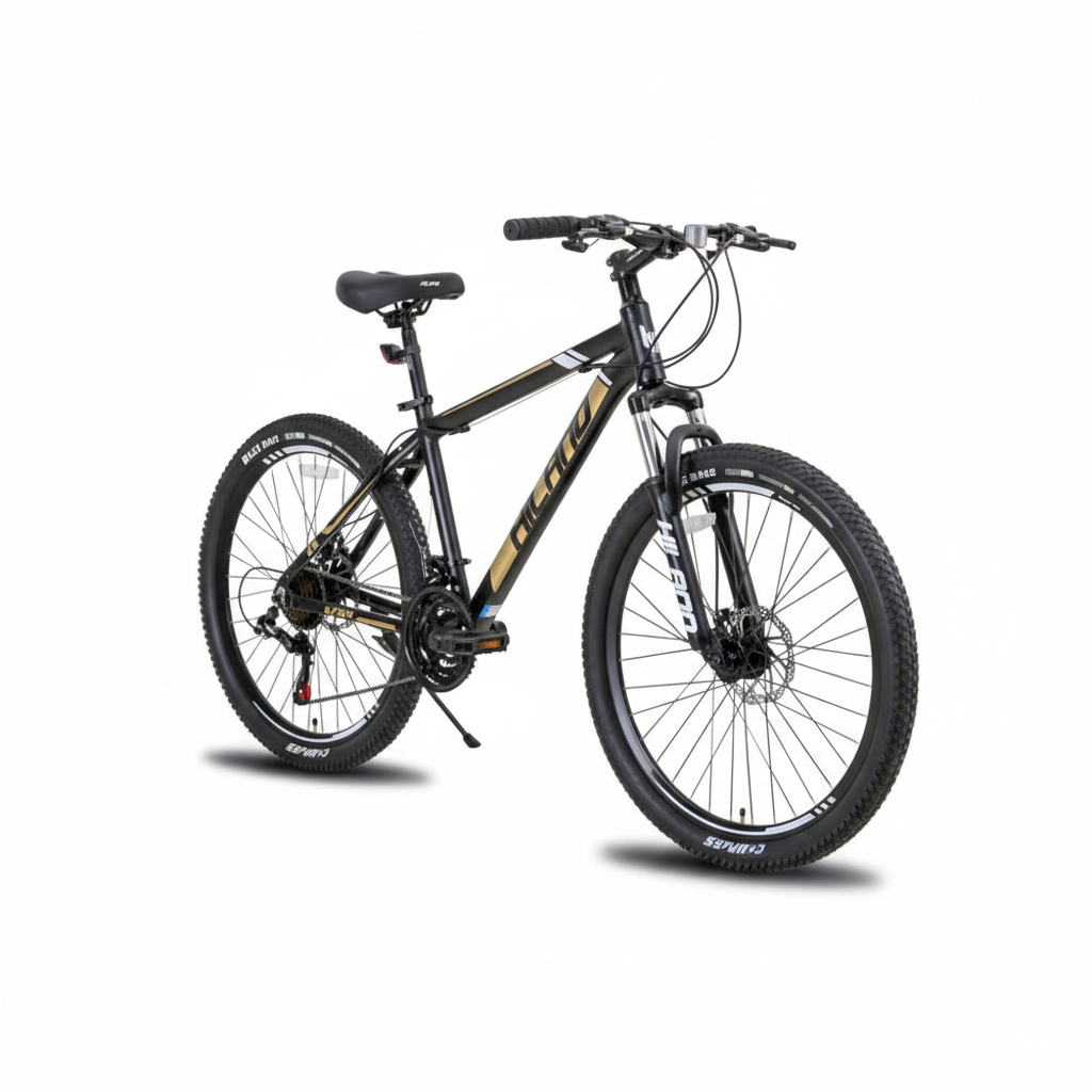 Square black and gold mountain bike