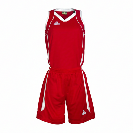 Square Peak Red White Basketball Uniform Product Image