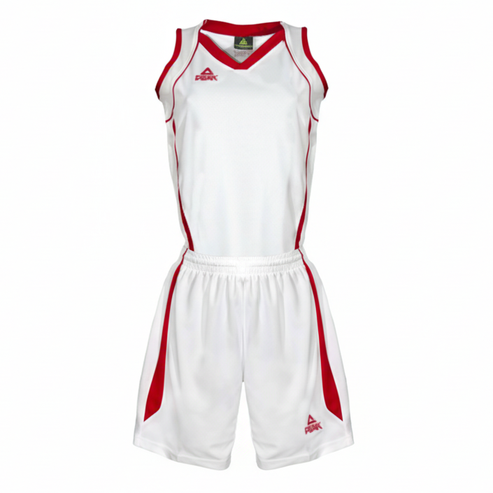 Square Peak White Red Basketball Uniform Product Image