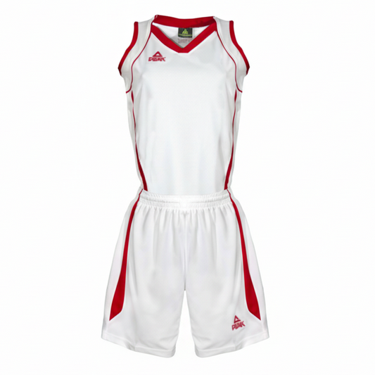 Square Peak White Red Basketball Uniform Product Image