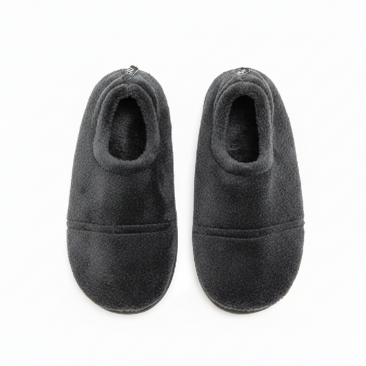 Square product image of black quilted slippers