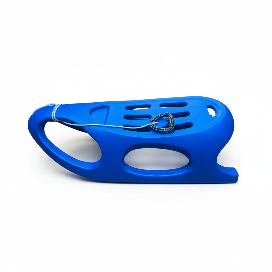Square product photo of blue snow sled