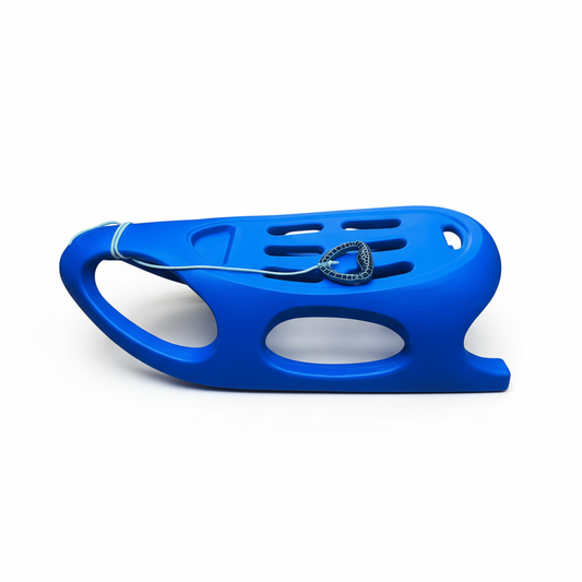 Square product photo of blue snow sled