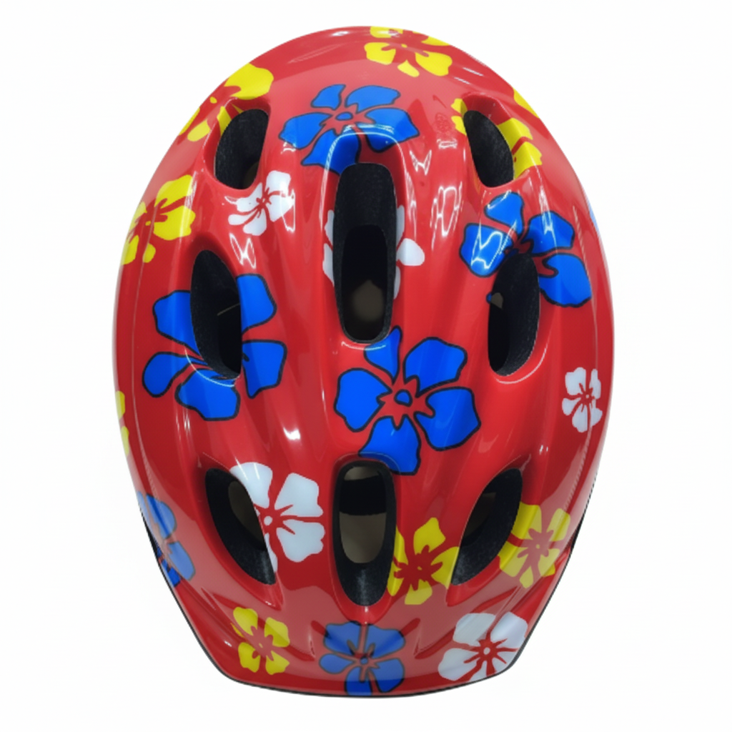 Square red helmet with flowers product image