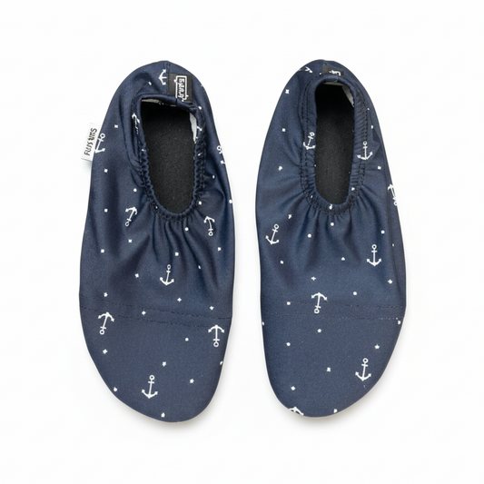 Square Shopify-ready navy anchor Flexy Slips