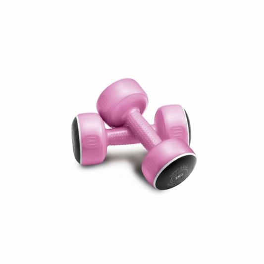 Square Shopify-ready pink 2kg dumbbells photo