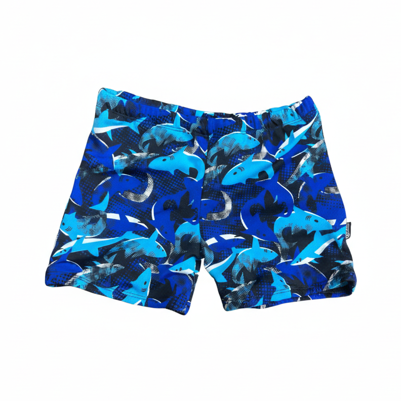Square Shopify-ready shark swim shorts