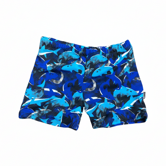 Square Shopify-ready shark swim shorts
