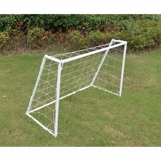 Square soccer goal with grass background