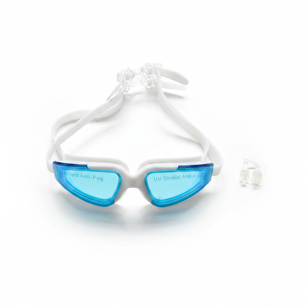 Swimming Goggles Adult White/Aqua